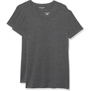image:imageAmazon Essentials Womens RegularFit ShortSleeve TShirt Crewneck and VNeck Options MultipacksCharcoal Heather