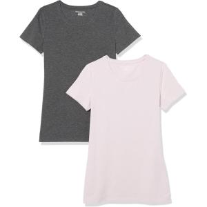 image:imageAmazon Essentials Womens RegularFit ShortSleeve TShirt Crewneck and VNeck Options MultipacksCharcoal HeatherLight Purple