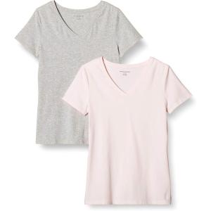 image:imageAmazon Essentials Womens RegularFit ShortSleeve TShirt Crewneck and VNeck Options MultipacksLight PinkLight Grey Heather