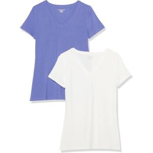 image:imageAmazon Essentials Womens RegularFit ShortSleeve TShirt Crewneck and VNeck Options MultipacksPurple BlueWhite