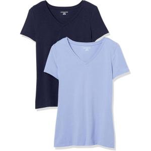 image:imageAmazon Essentials Womens RegularFit ShortSleeve TShirt Crewneck and VNeck Options MultipacksPurpleNavy