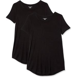 image:imageAmazon Essentials Womens ShortSleeve Scoopneck Tunic Tops Pack of 2Black