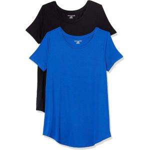 image:imageAmazon Essentials Womens ShortSleeve Scoopneck Tunic Tops Pack of 2Cobalt BlueBlack
