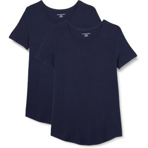 image:imageAmazon Essentials Womens ShortSleeve Scoopneck Tunic Tops Pack of 2Navy