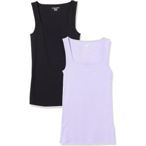 image:imageAmazon Essentials Womens Slim Fit Square Neck Tank TopBlack  Lavender