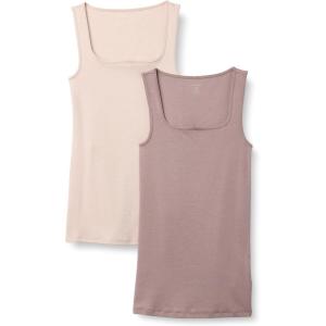 image:imageAmazon Essentials Womens Slim Fit Square Neck Tank TopLight Beige  Dark Taupe