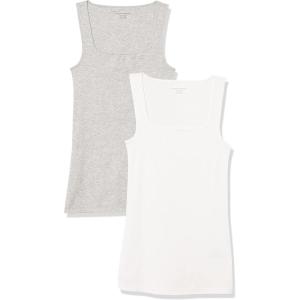 image:imageAmazon Essentials Womens Slim Fit Square Neck Tank TopWhiteLight Grey Heather