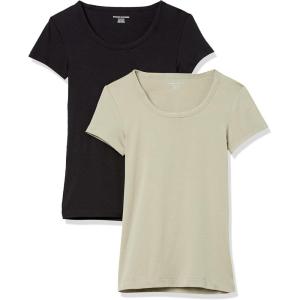 image:imageAmazon Essentials Womens SlimFit CapSleeve Scoop Neck TShirtBlackSage Green
