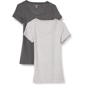 image:imageAmazon Essentials Womens SlimFit CapSleeve Scoop Neck TShirtCharcoal HeatherLight Grey Heather