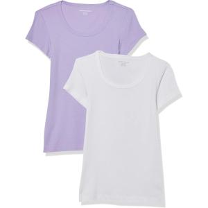 image:imageAmazon Essentials Womens SlimFit CapSleeve Scoop Neck TShirtWhiteLavender