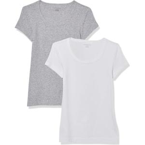 image:imageAmazon Essentials Womens SlimFit CapSleeve Scoop Neck TShirtWhiteLight Grey Heather