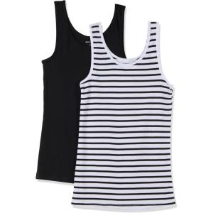 image:imageAmazon Essentials Womens SlimFit Scoop Neck Tank TopBlackWhite Stripe