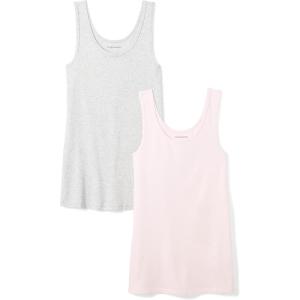 image:imageAmazon Essentials Womens SlimFit Scoop Neck Tank TopLight Grey HeatherLight Pink