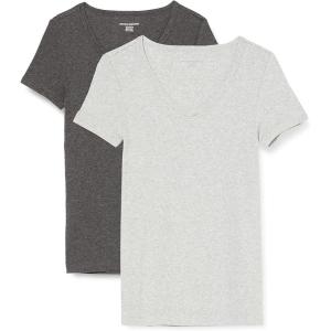 image:imageAmazon Essentials Womens SlimFit ShortSleeve VNeck TShirtCharcoal HeatherLight Grey Heather