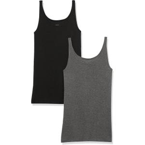 image:imageAmazon Essentials Womens SlimFit Thin Strap Tank TopBlackCharcoal Heather