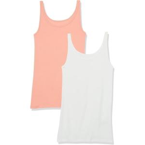 image:imageAmazon Essentials Womens SlimFit Thin Strap Tank TopCoral PinkWhite