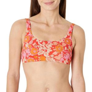 image:imageAmazon Essentials Womens Squareneck Swim Bikini TopBright Poppy Red Folk Floral