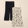 image:imageAmazon Essentials Girls and Toddlers SlimFit Cotton Knit Flare Leggings Pull On Pack of 2BlackIvory Leopard