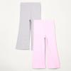 image:imageAmazon Essentials Girls and Toddlers SlimFit Cotton Knit Flare Leggings Pull On Pack of 2Light Grey HeatherPink