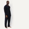 image:imageAmazon Essentials Mens CottonModal Pajama Set Long Sleeve ButtonDown Top with PantsBlack