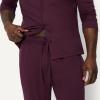 image:imageAmazon Essentials Mens CottonModal Pajama Set Long Sleeve ButtonDown Top with PantsDark Burgundy