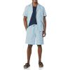 image:imageAmazon Essentials Mens Lightweight Woven Cotton Poplin Loungewear Shorts Pyjama Set with Notch CollarBlue Geo Print