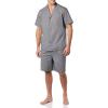 image:imageAmazon Essentials Mens Lightweight Woven Cotton Poplin Loungewear Shorts Pyjama Set with Notch CollarCharcoal