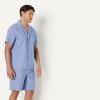 image:imageAmazon Essentials Mens Lightweight Woven Cotton Poplin Loungewear Shorts Pyjama Set with Notch CollarCornflower Blue