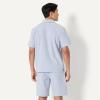 image:imageAmazon Essentials Mens Lightweight Woven Cotton Poplin Loungewear Shorts Pyjama Set with Notch CollarCornflower Blue Thin Stripe