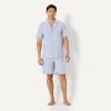 image:imageAmazon Essentials Mens Lightweight Woven Cotton Poplin Loungewear Shorts Pyjama Set with Notch CollarCornflower Blue Thin Stripe