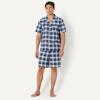 image:imageAmazon Essentials Mens Lightweight Woven Cotton Poplin Loungewear Shorts Pyjama Set with Notch CollarIndigo Country Plaid