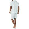 image:imageAmazon Essentials Mens Lightweight Woven Cotton Poplin Loungewear Shorts Pyjama Set with Notch CollarLight Blue White Pineapple