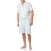image:imageAmazon Essentials Mens Lightweight Woven Cotton Poplin Loungewear Shorts Pyjama Set with Notch CollarLight Blue White Pineapple