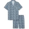 image:imageAmazon Essentials Mens Lightweight Woven Cotton Poplin Loungewear Shorts Pyjama Set with Notch CollarNavy Palm Leaf