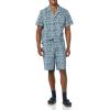 image:imageAmazon Essentials Mens Lightweight Woven Cotton Poplin Loungewear Shorts Pyjama Set with Notch CollarNavy Palm Leaf
