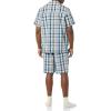 image:imageAmazon Essentials Mens Lightweight Woven Cotton Poplin Loungewear Shorts Pyjama Set with Notch CollarNavy Taupe Madras Plaid
