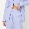 image:imageAmazon Essentials Womens Cotton Stretch Poplin Pajama Set Long Sleeve ButtonDown Shirt with PantsBlue Pinstripe