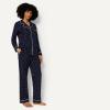 image:imageAmazon Essentials Womens Cotton Stretch Poplin Pajama Set Long Sleeve ButtonDown Shirt with PantsNavy Ivory Dot