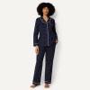 image:imageAmazon Essentials Womens Cotton Stretch Poplin Pajama Set Long Sleeve ButtonDown Shirt with PantsNavy Ivory Dot