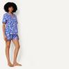 image:imageAmazon Essentials Womens Cotton Stretch Poplin Pajama Set Short Sleeve ButtonDown with ShortsBlue Paisley Floral