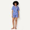 image:imageAmazon Essentials Womens Cotton Stretch Poplin Pajama Set Short Sleeve ButtonDown with ShortsBlue Paisley Floral