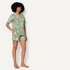 image:imageAmazon Essentials Womens Cotton Stretch Poplin Pajama Set Short Sleeve ButtonDown with ShortsLight Pink Palm Leaves