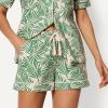 image:imageAmazon Essentials Womens Cotton Stretch Poplin Pajama Set Short Sleeve ButtonDown with ShortsLight Pink Palm Leaves