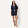 image:imageAmazon Essentials Womens Cotton Stretch Poplin Pajama Set Short Sleeve ButtonDown with ShortsNavy Ivory Dot