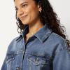 image:imageAmazon Essentials Womens Low Stretch RelaxedFit Cropped Denim JacketMedium Blue Vintage