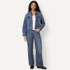 image:imageAmazon Essentials Womens Low Stretch RelaxedFit Cropped Denim JacketMedium Blue Vintage