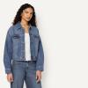 image:imageAmazon Essentials Womens Low Stretch RelaxedFit Cropped Denim JacketMedium Blue Vintage
