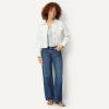 image:imageAmazon Essentials Womens Low Stretch RelaxedFit Cropped Denim JacketWhite
