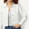 image:imageAmazon Essentials Womens Low Stretch RelaxedFit Cropped Denim JacketWhite