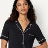 image:imageAmazon Essentials Womens ModalBlend Nightgown Short Sleeve ButtonDownBlack